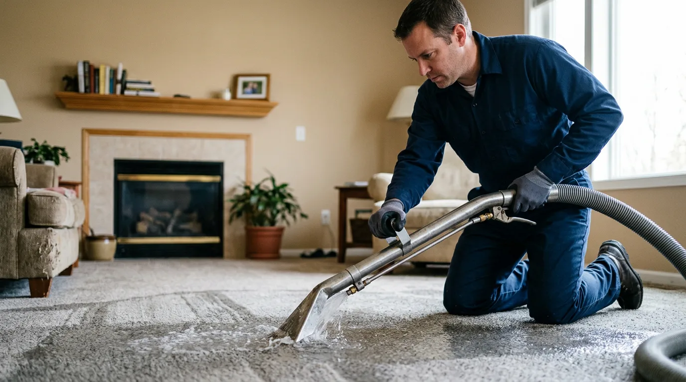Water damage restoration technician working near Karnak, IL